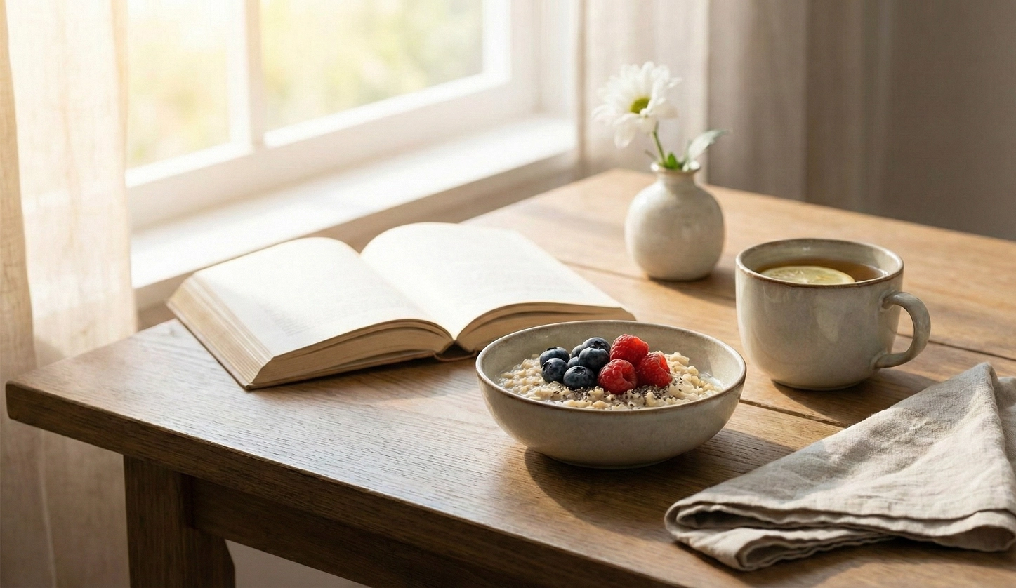 Illustration of gut-friendly breakfast